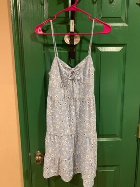 No Boundaries Light Blue Floral Tie-Front Sundress